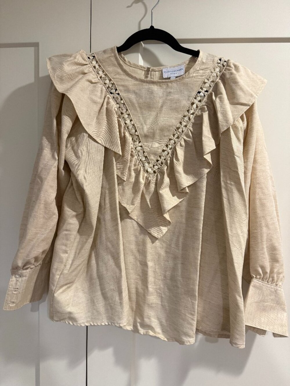 Mi Golondrina Valentina Del Oeste Ruffle Lace Blouse Cream Size S